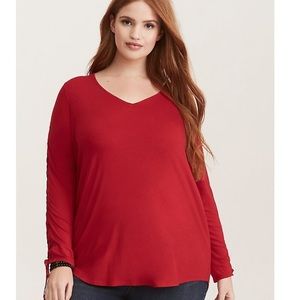 Super soft lace up sleeve red tee size 2